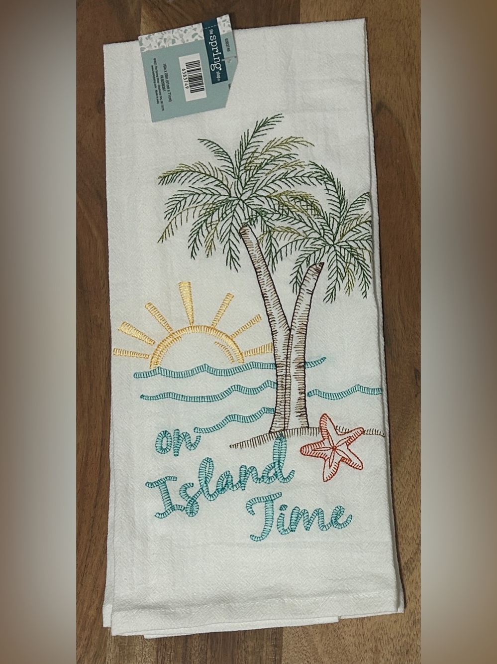 Tropical Palm Tree Embroidered Dish Towel Cotton On Island Time Hobby Lobby NEW